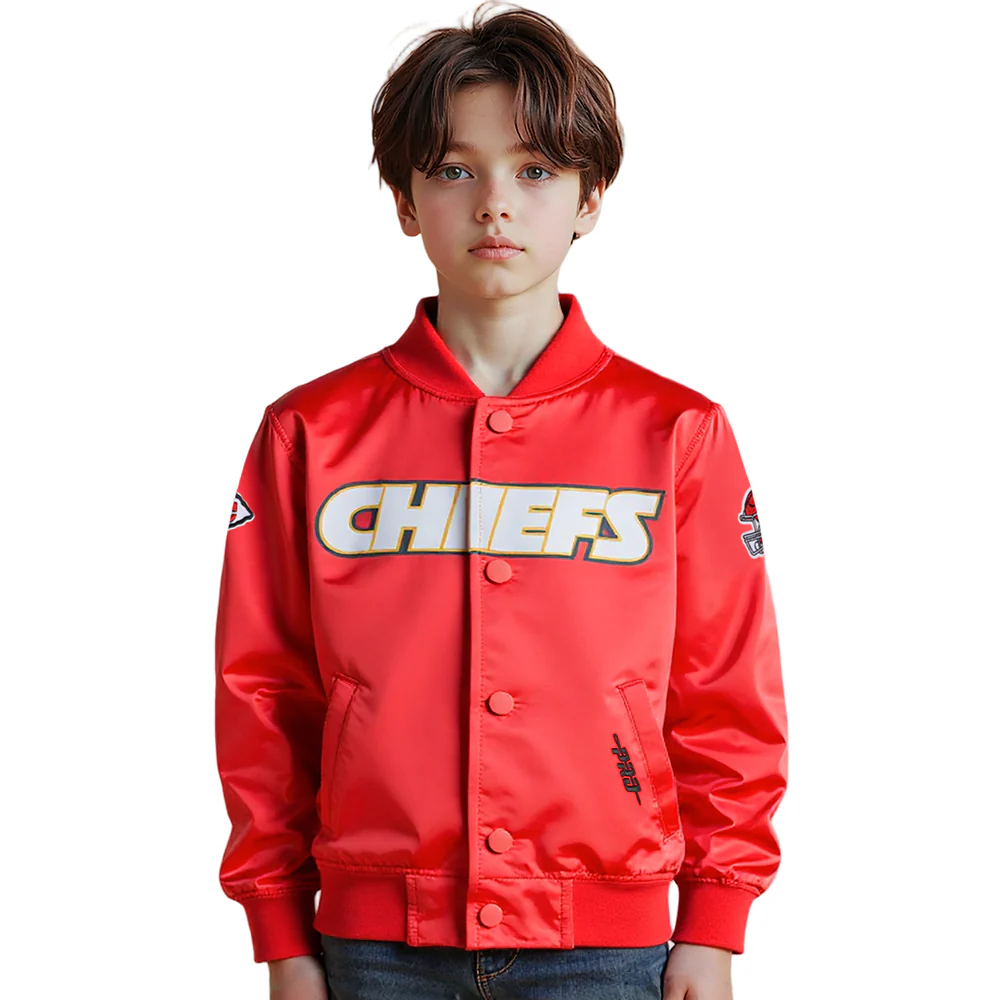 NFL KANSAS CITY CHIEFS CLASSIC LITTLE BOYS SATIN JACKET (RED)