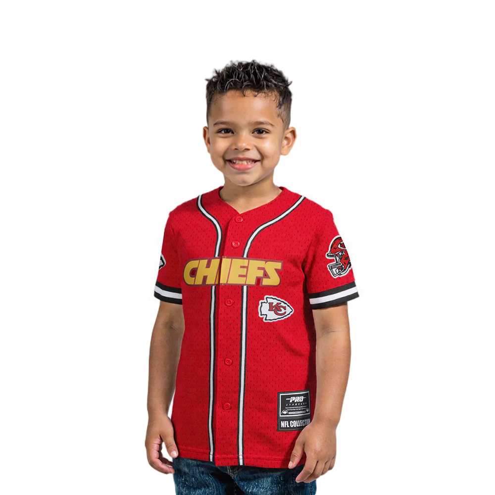 NFL KANSAS CITY CHIEFS CLASSIC TODDLER BOYS MESH BUTTON DOWN SHIRT (RED/BLACK)