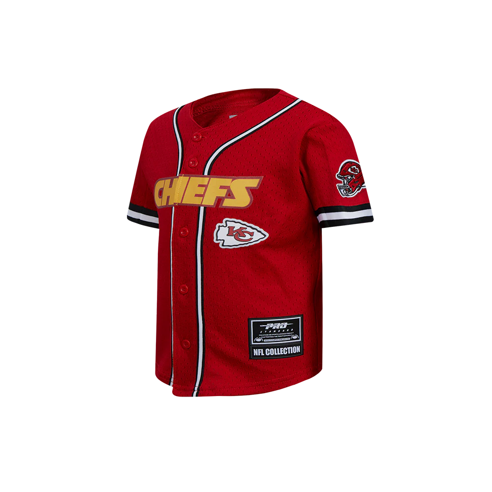 NFL KANSAS CITY CHIEFS CLASSIC TODDLER BOYS MESH BUTTON DOWN SHIRT (RED/BLACK) - Image 4
