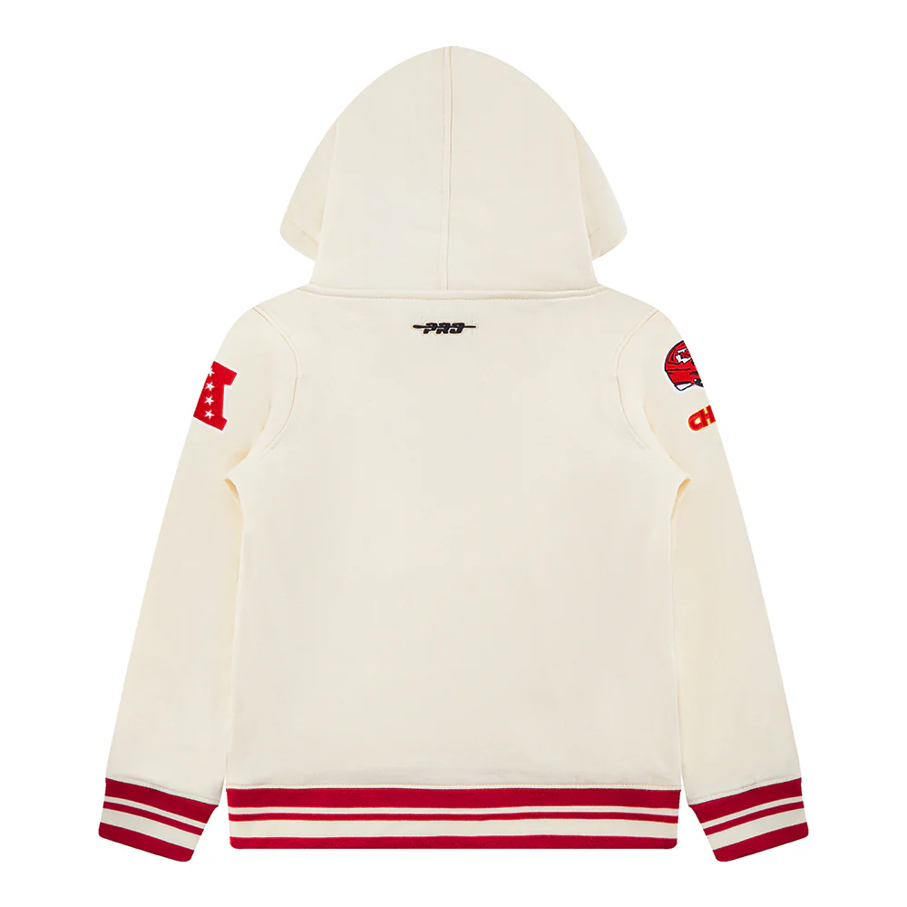 NFL KANSAS CITY CHIEFS RETRO CLASSIC TODDLER BOYS RIB FLEECE PULLOVER HOODIE (EGGSHELL/ RED) - Image 4