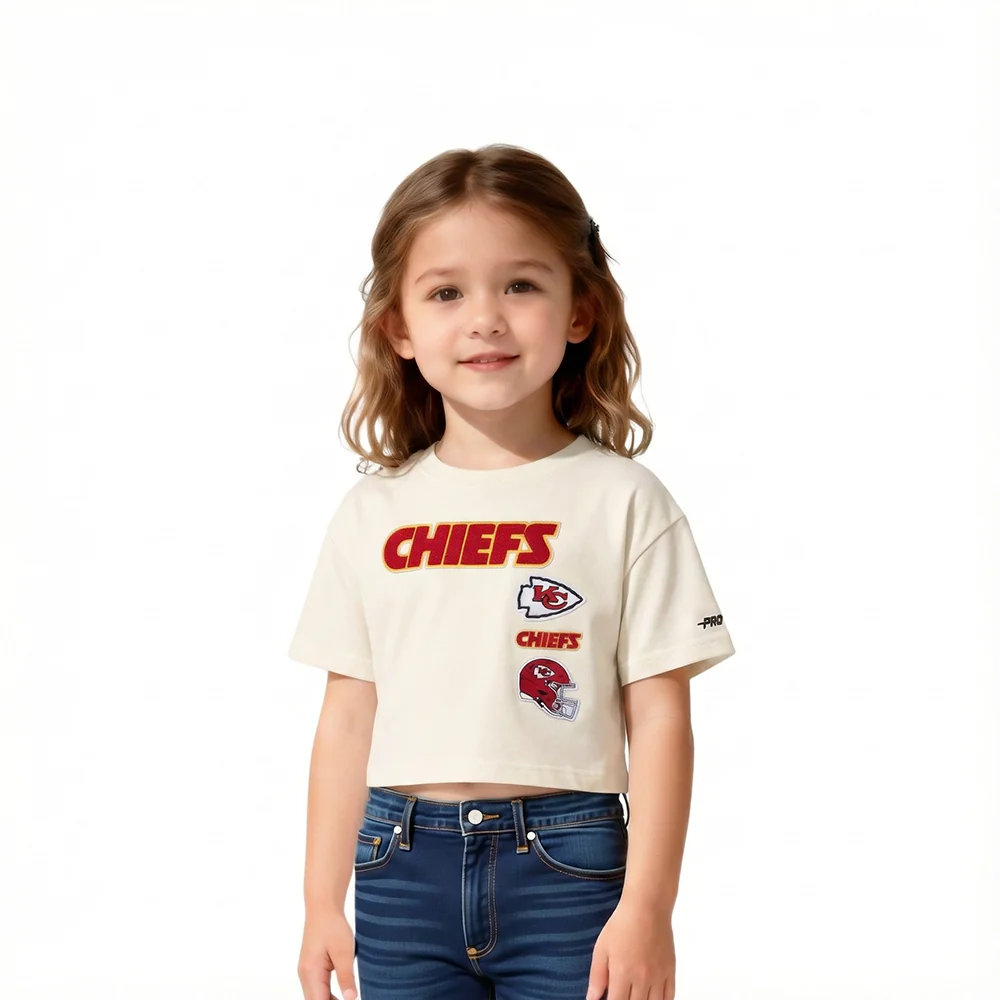 NFL KANSAS CITY CHIEFS RETRO CLASSIC TODDLER GIRL'S SS BOXY TEE (EGGSHELL)