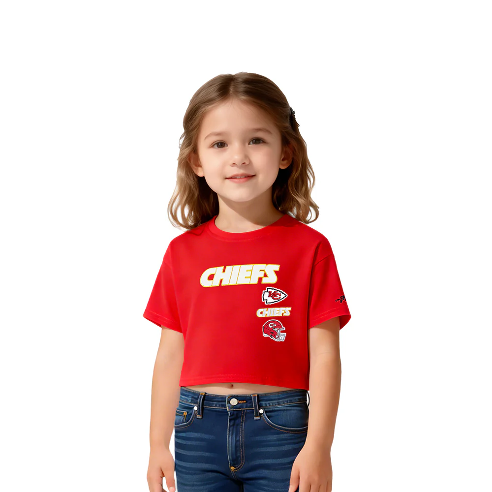 NFL KANSAS CITY CHIEFS RETRO CLASSIC TODDLER GIRLS SHORT SLEEVE BOXY TEE (RED)