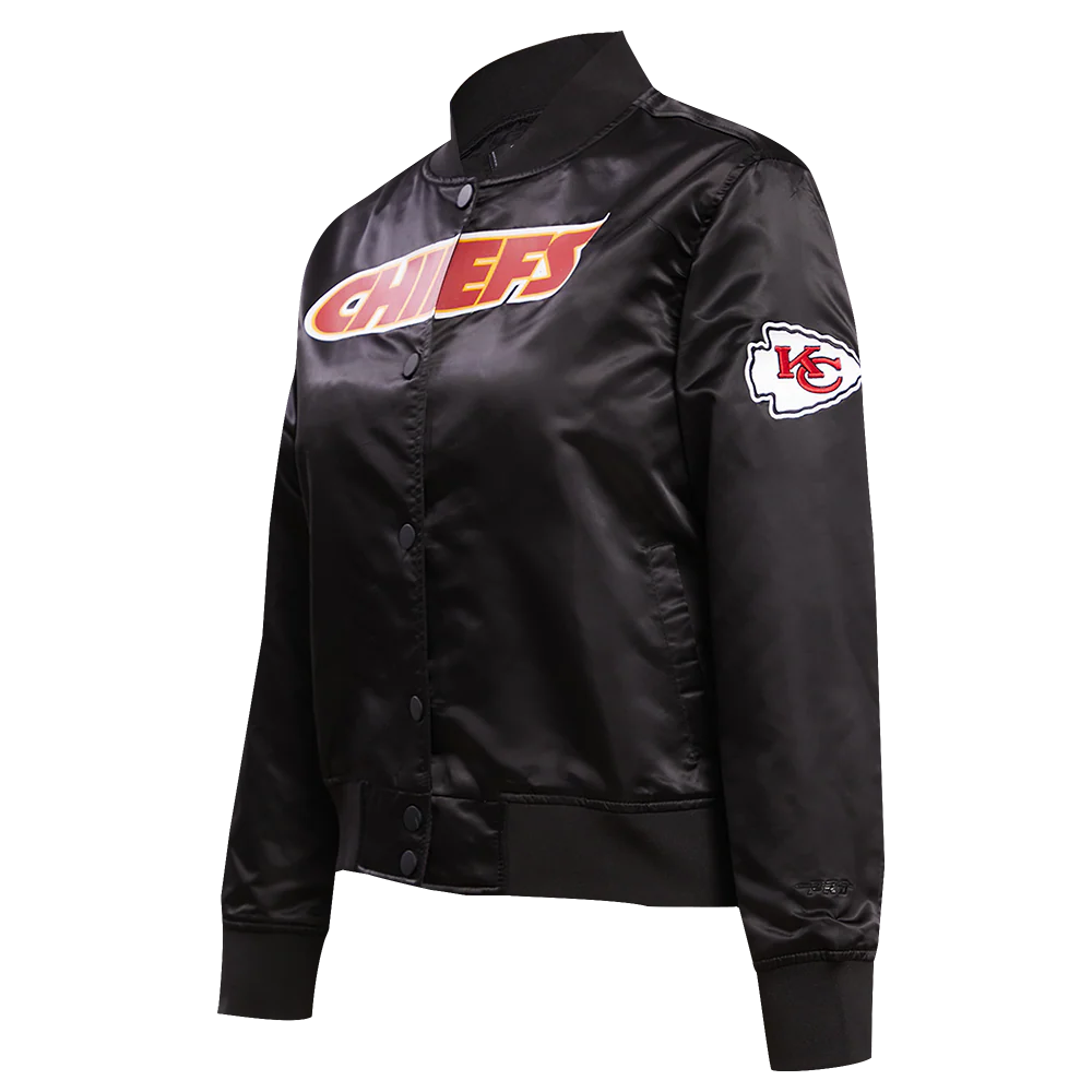 NFL KANSAS CITY CHIEFS CLASSIC WOMEN'S SATIN JACKET (BLACK) - Image 2