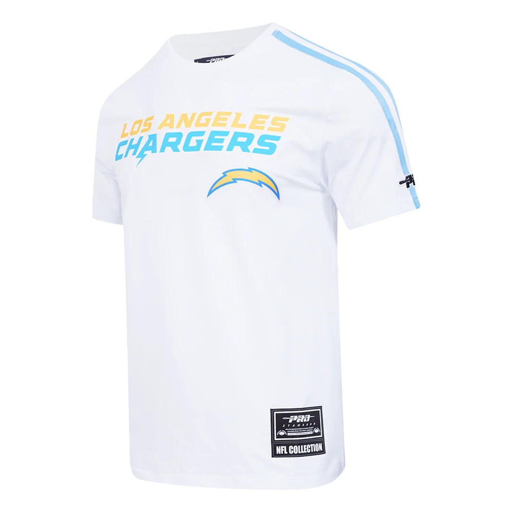 NFL LOS ANGELES CHARGERS CLASSIC MESH MEN'S SJ STRIPED TEE (WHITE/UNIVERSITY BLUE) - Image 3