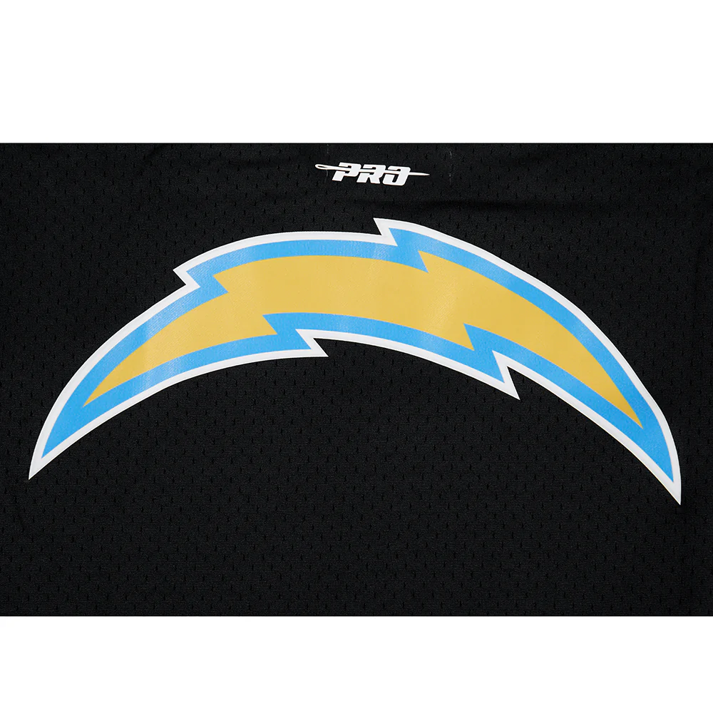 NFL LOS ANGELES CHARGERS SCRIPT TAIL MEN'S MESH BUTTON DOWN SHIRT (BLACK) - Image 8
