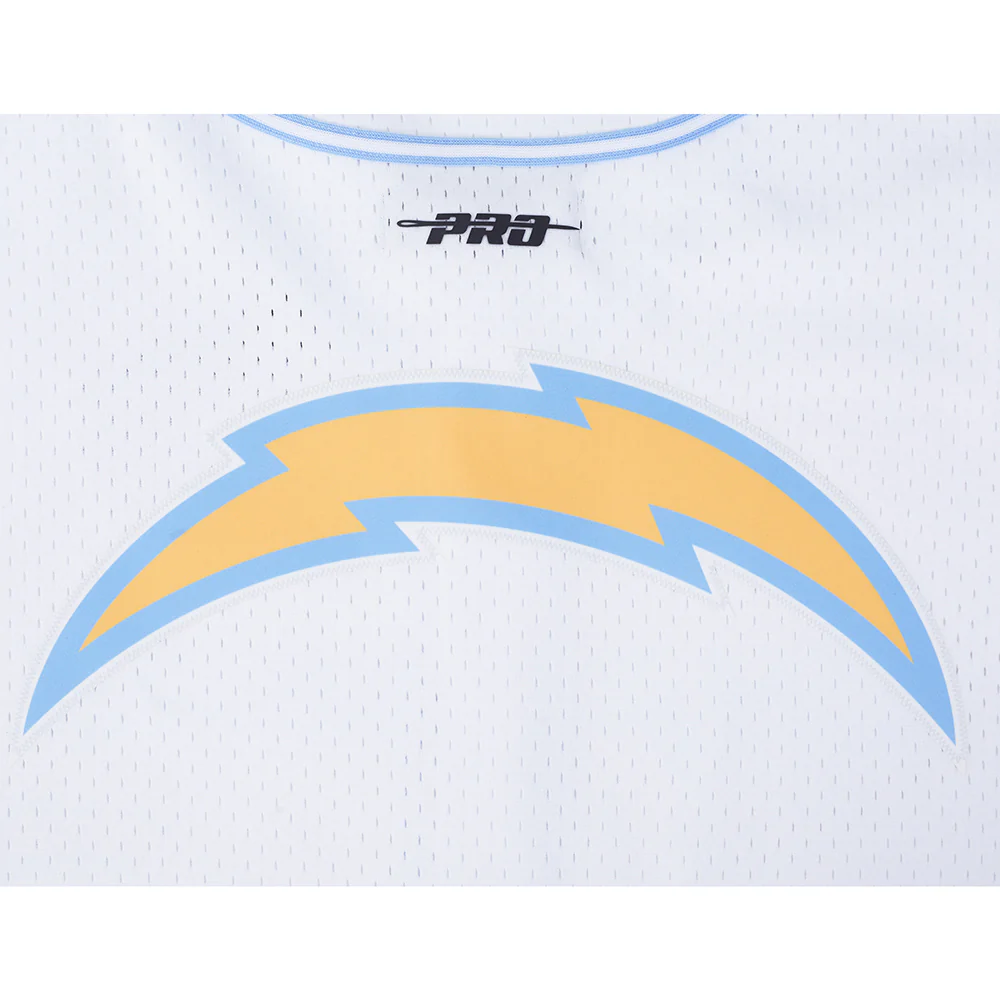 NFL LOS ANGELES CHARGERS MESH BUTTON UP SHIRT (WHITE/UNIVERSITY BLUE) - Image 9