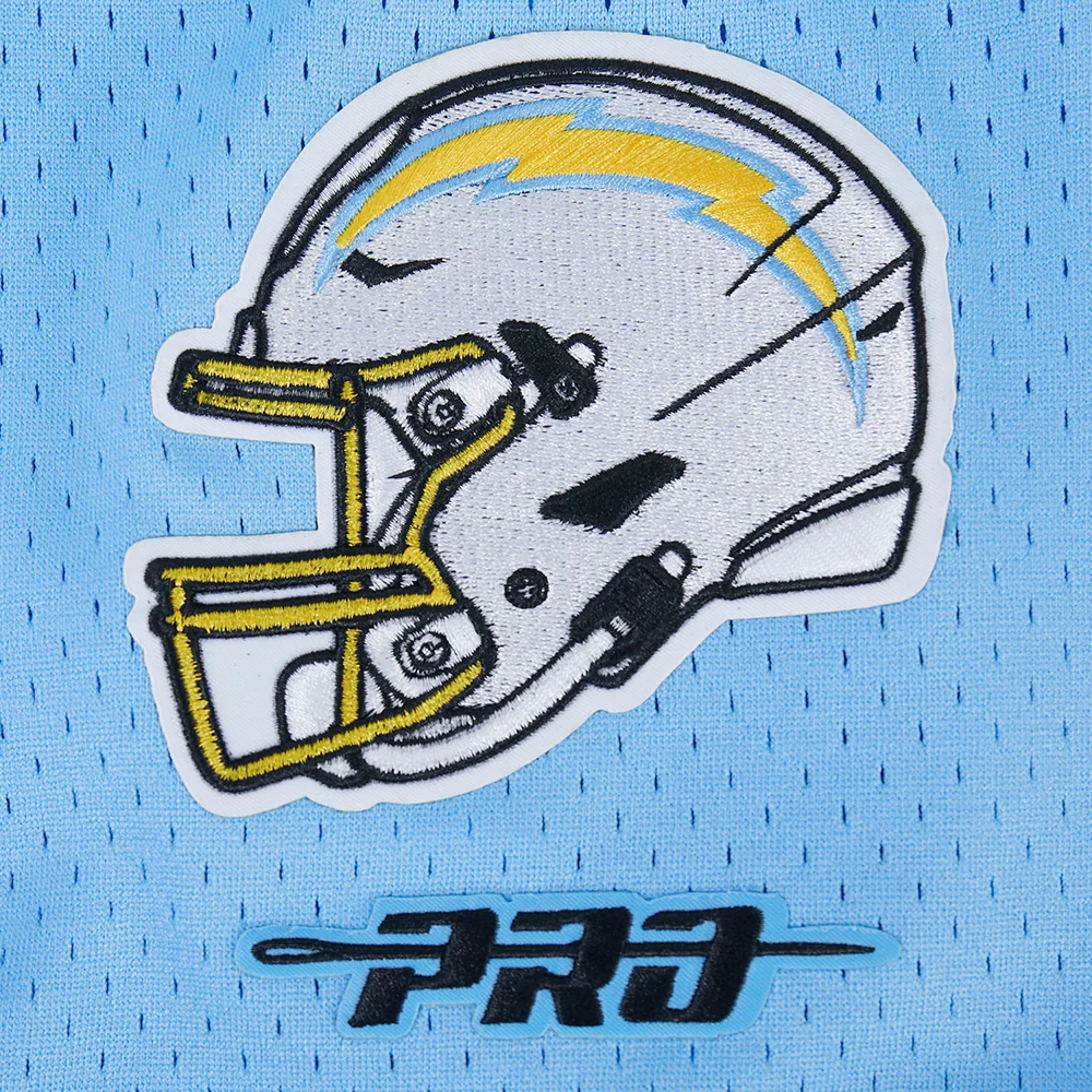 NFL LOS ANGELES CHARGERS JUSTIN HERBERT #10 CLASSIC MESH PNN MEN'S MESH BUTTON DOWN SHIRT (UNIVERSITY BLUE) - Image 9