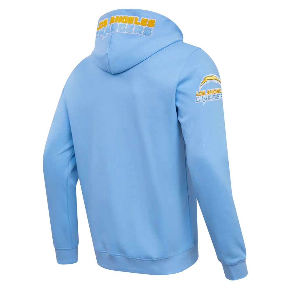NFL LOS ANGELES CHARGERS CLASSIC MEN'S CHENILLE DOUBLE KNIT PULLOVER HOODIE (UNIVERSITY BLUE) - Image 4