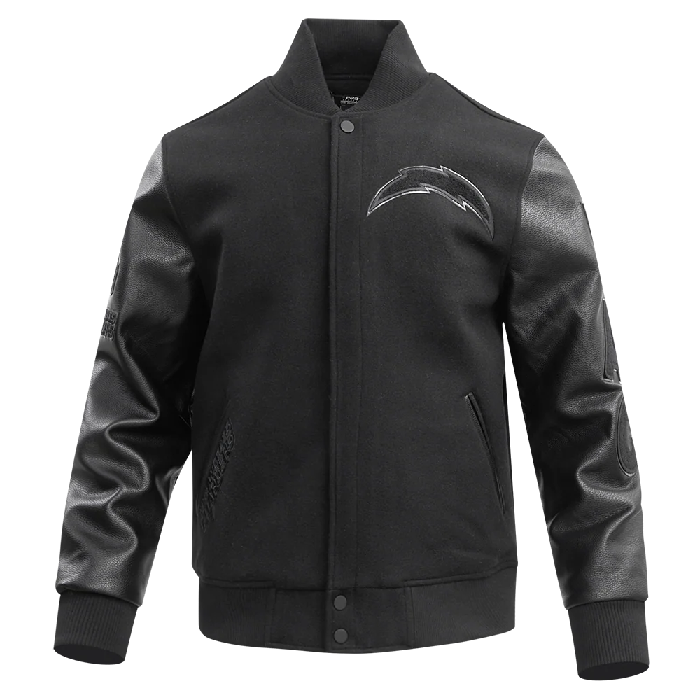 NFL LOS ANGELES CHARGERS TRIPLE BLACK MEN'S WOOL VARSITY JACKET (TRIPLE BLACK MEN'S)