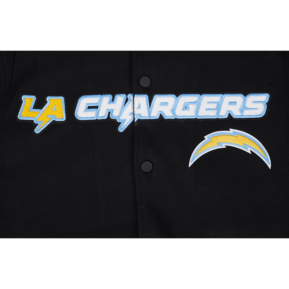 NFL LOS ANGELES CHARGERS PRO GAME DAY MEN'S DBL KNIT JACKET (BLACK/SILVER/WHITE) - Image 8