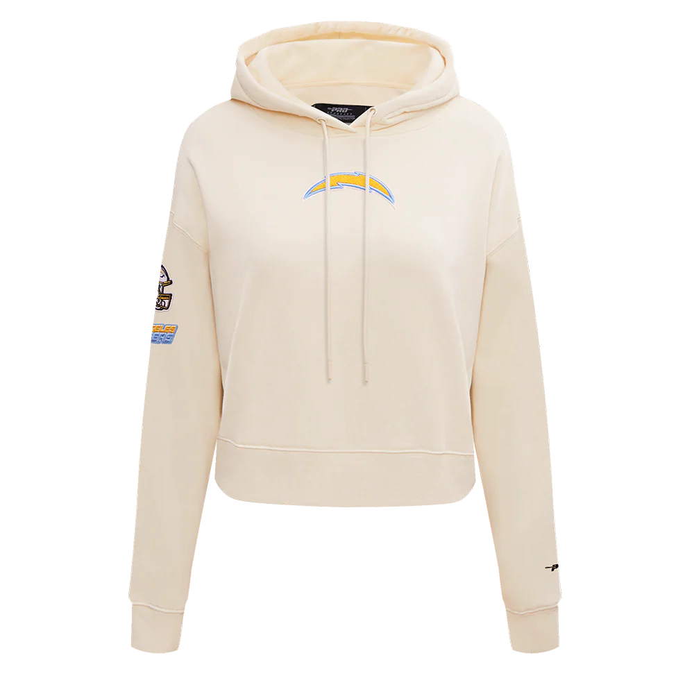 NFL LOS ANGELES CHARGERS CLASSIC WOMEN'S CROPPED PULLOVER HOODIE (EGGSHELL)