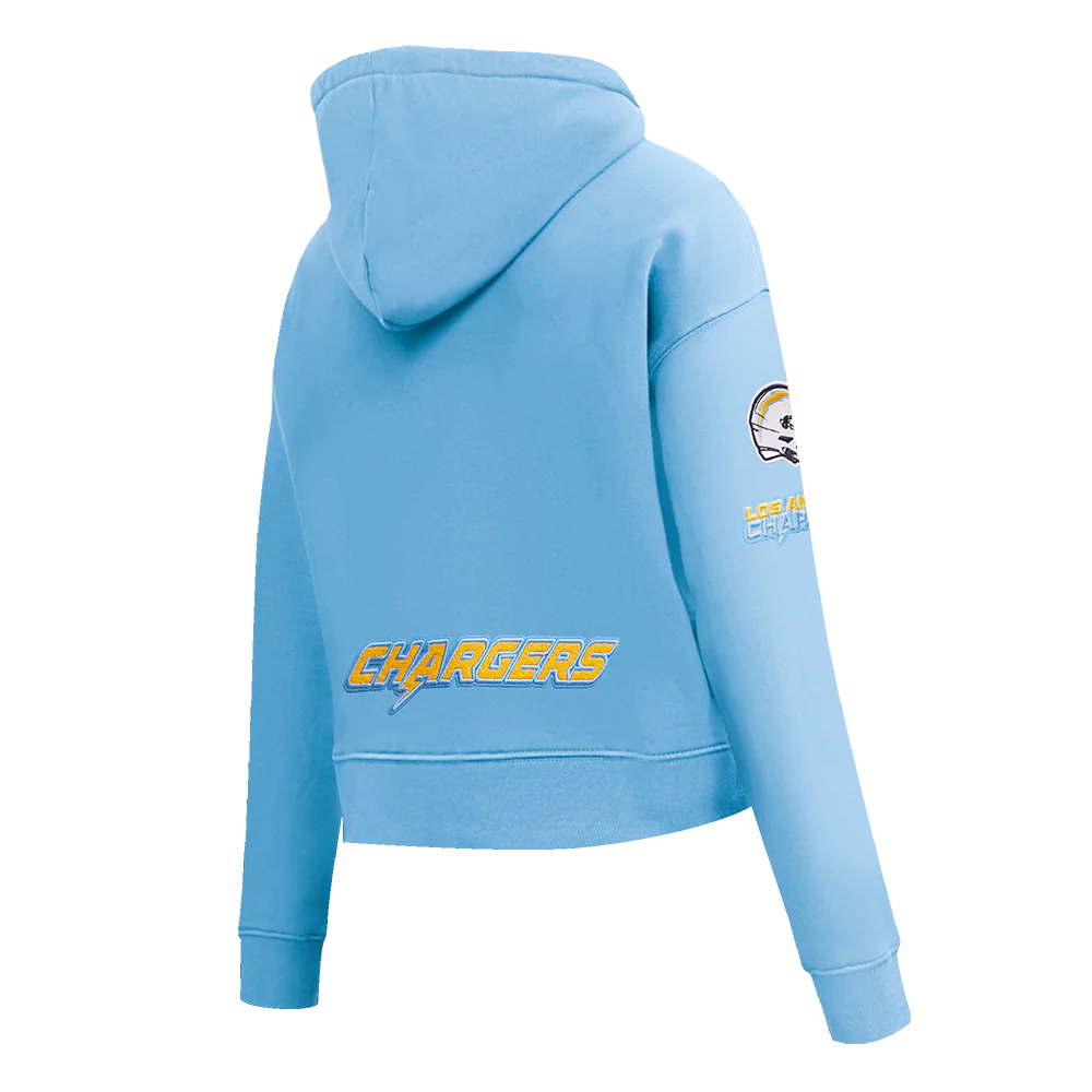 NFL LOS ANGELES CHARGERS CLASSIC WOMEN'S CROPPED PULLOVER HOODIE (UNIVERSITY BLUE) - Image 4