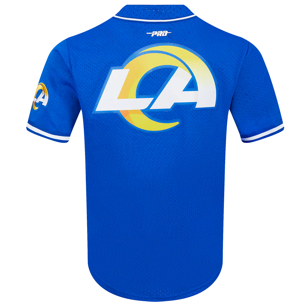 LOS ANGELES RAMS PUKA NACUA #17 CLASSIC MEN'S MESH BUTTON DOWN SHIRT (ROYAL BLUE) - Image 3