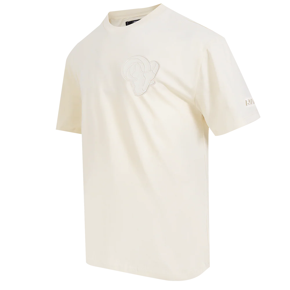 NFL LOS ANGELES RAMS NEUTRAL MEN'S COTTON JERSEY DROP SHOULDER TEE (EGGSHELL) - Image 2