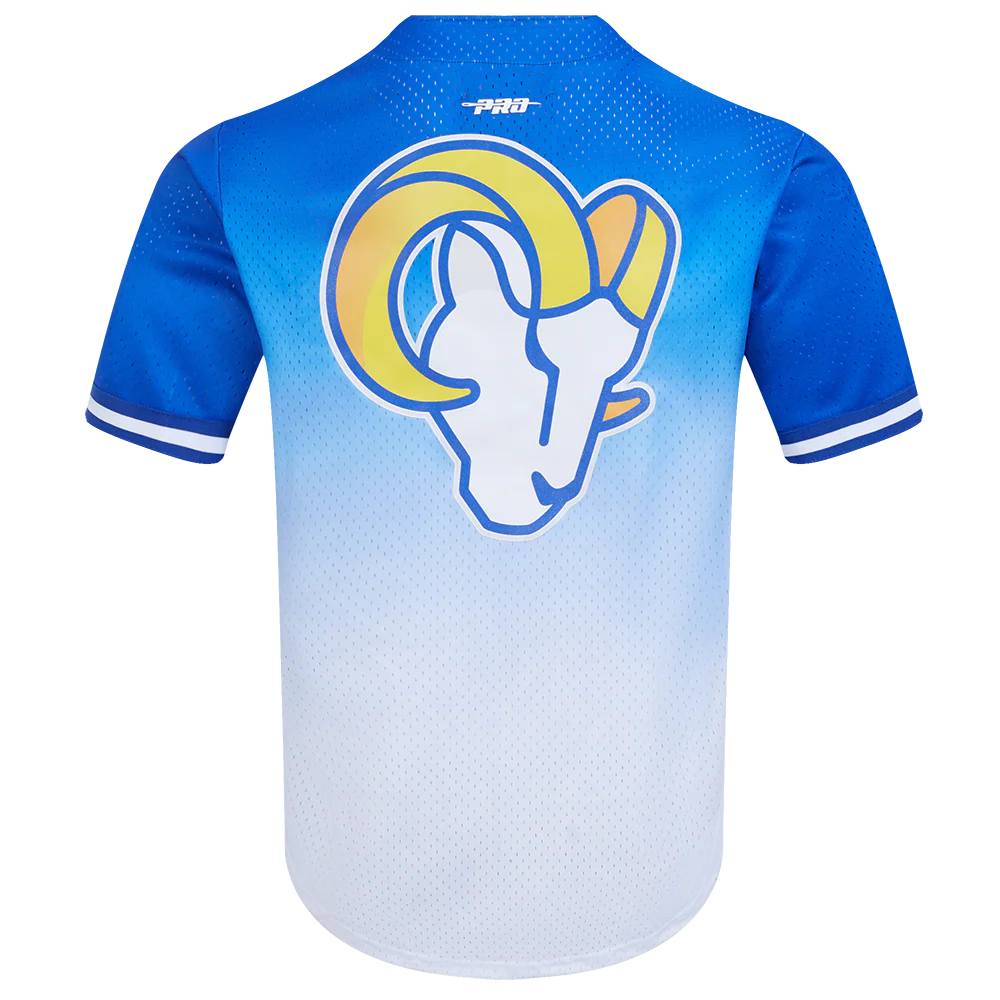 NFL LOS ANGELES RAMS TEAM MEN'S MESH BUTTON DOWN SHIRT (ROYAL BLUE/WHITE) - Image 3