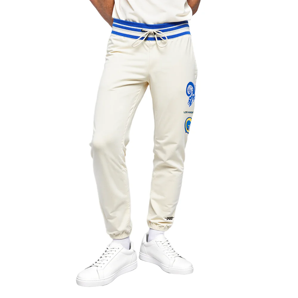 NFL LOS ANGELES RAMS RETRO CLASSIC MEN'S SWEATPANT (EGGSHELL/ ROYAL BLUE) - Image 2