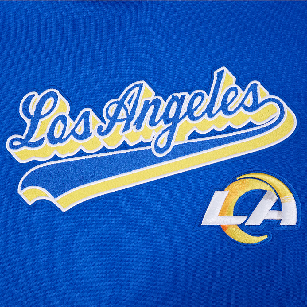 NFL LOS ANGELES RAMS SCRIPT TAIL MEN'S RIB FLC PO HOODIE (ROYAL BLUE) - Image 16
