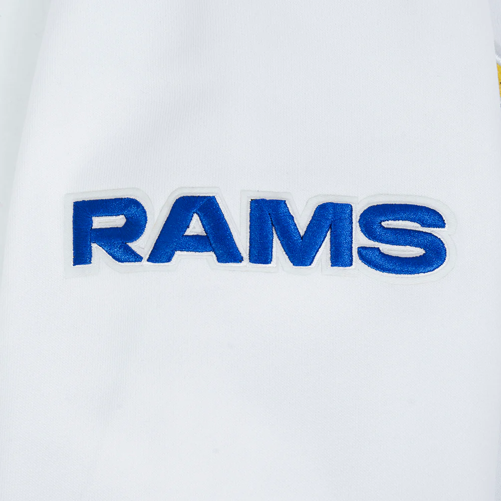 NFL LOS ANGELES RAMS SCRIPT TAIL MEN'S RIB FLC PO HOODIE (WHITE/BLACK) - Image 18