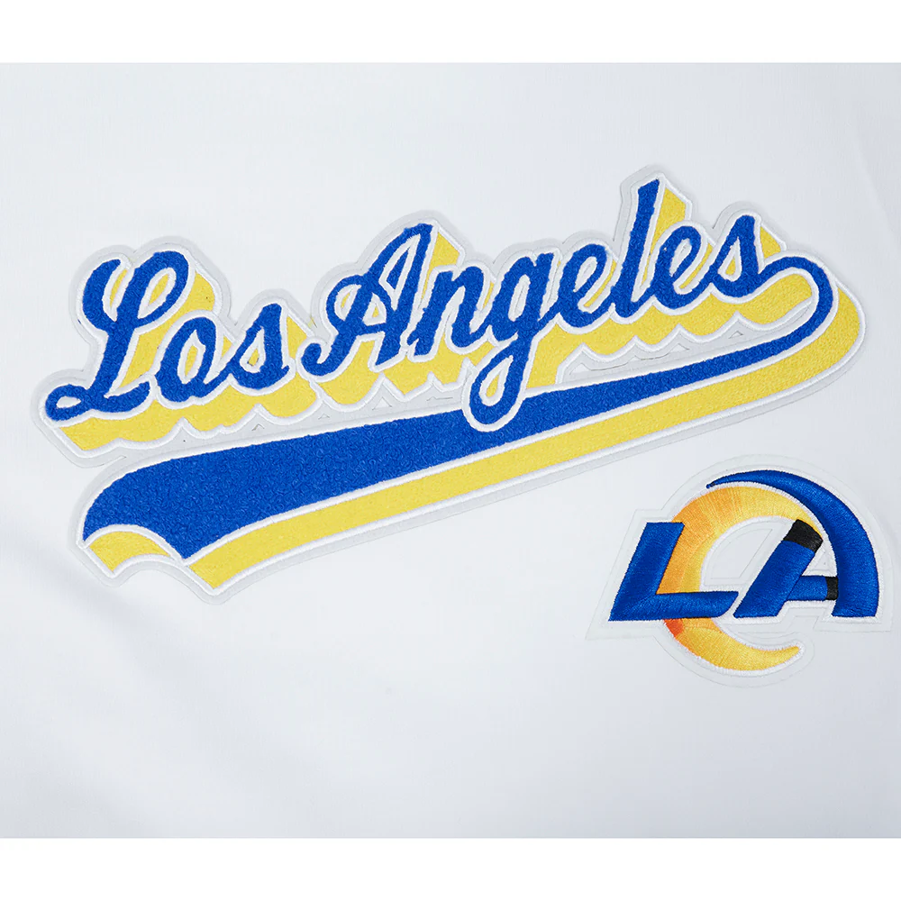NFL LOS ANGELES RAMS SCRIPT TAIL MEN'S RIB FLC PO HOODIE (WHITE/BLACK) - Image 7