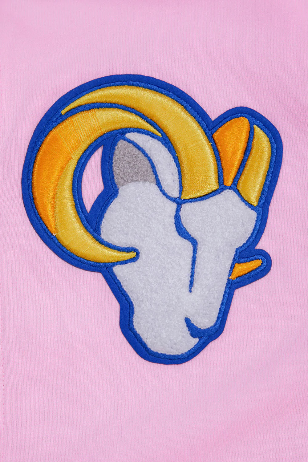 NFL LOS ANGELES RAMS CLASSIC CHENILLE DOUBLE KNIT FULL ZIP HOODIE (PINK) - Image 6