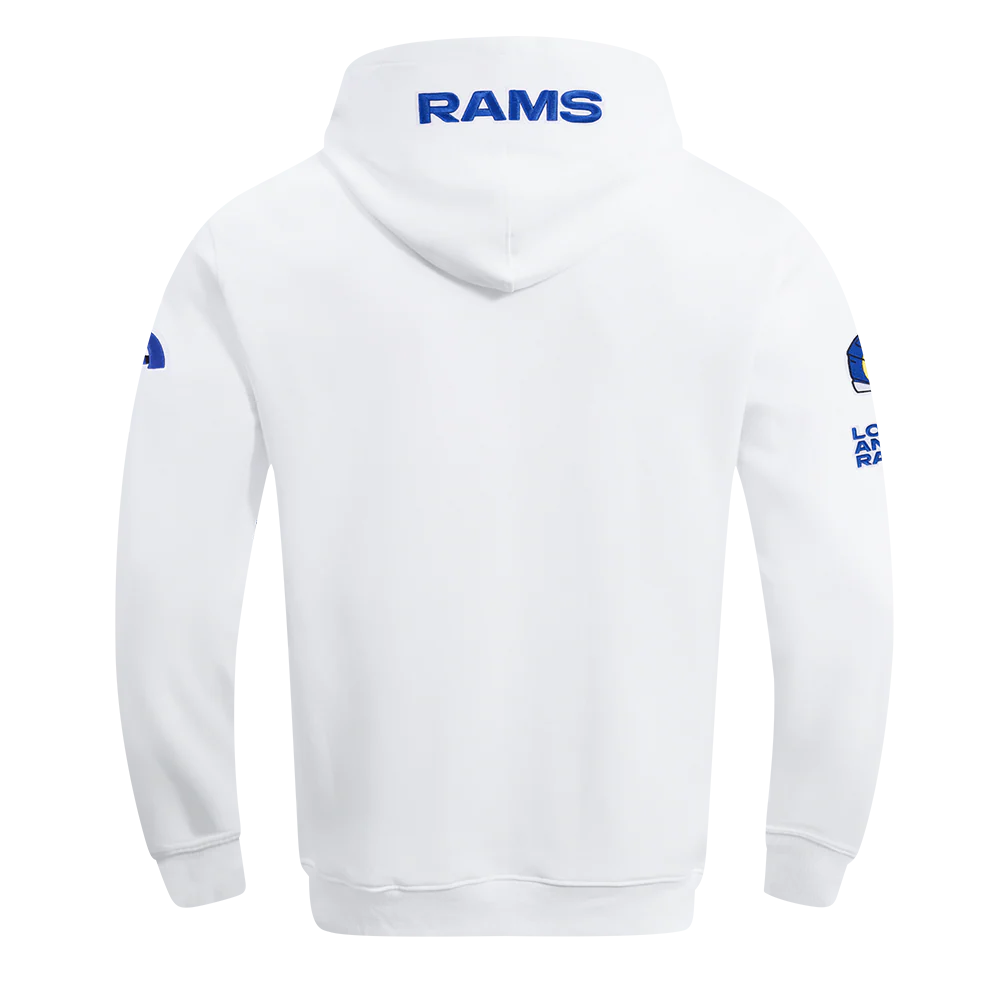 NFL LOS ANGELES RAMS OLD ENGLISH MEN'S PO HOODIE (WHITE) - Image 3