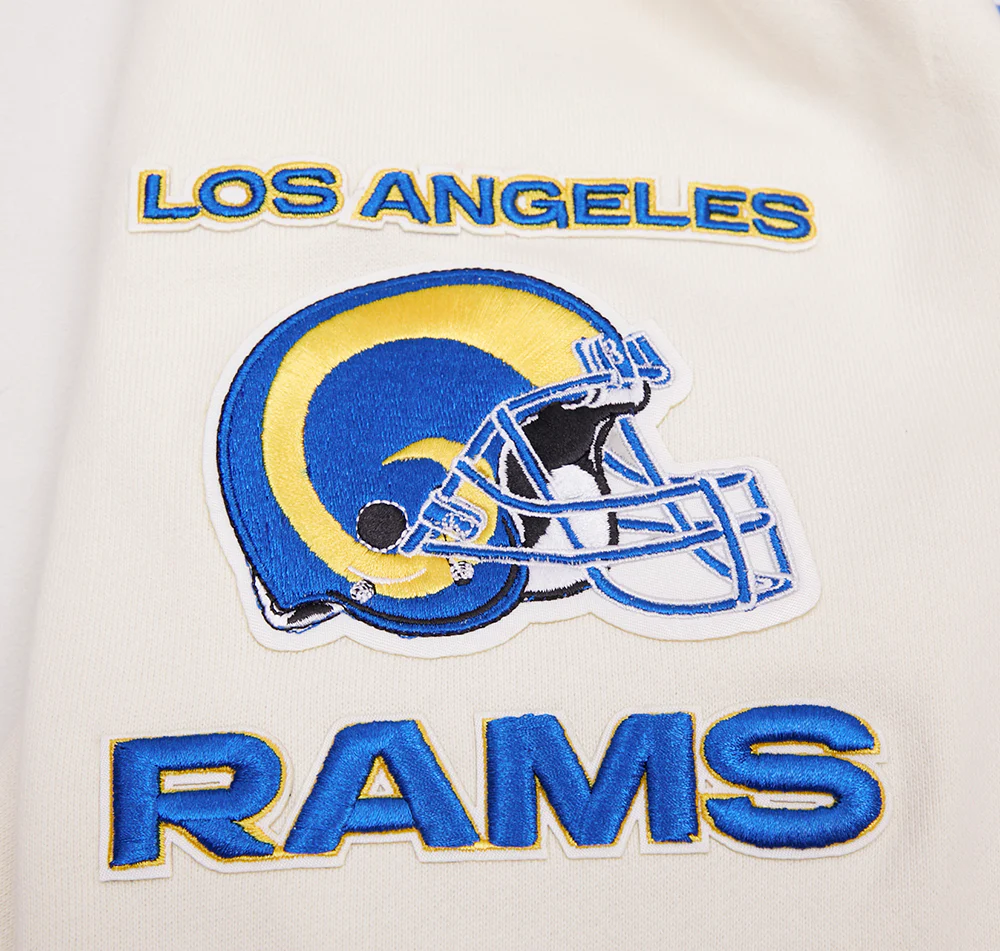 NFL LOS ANGELES RAMS RETRO CLASSIC MEN'S PULLOVER HOODIE (EGGSHELL/ ROYAL BLUE) - Image 6