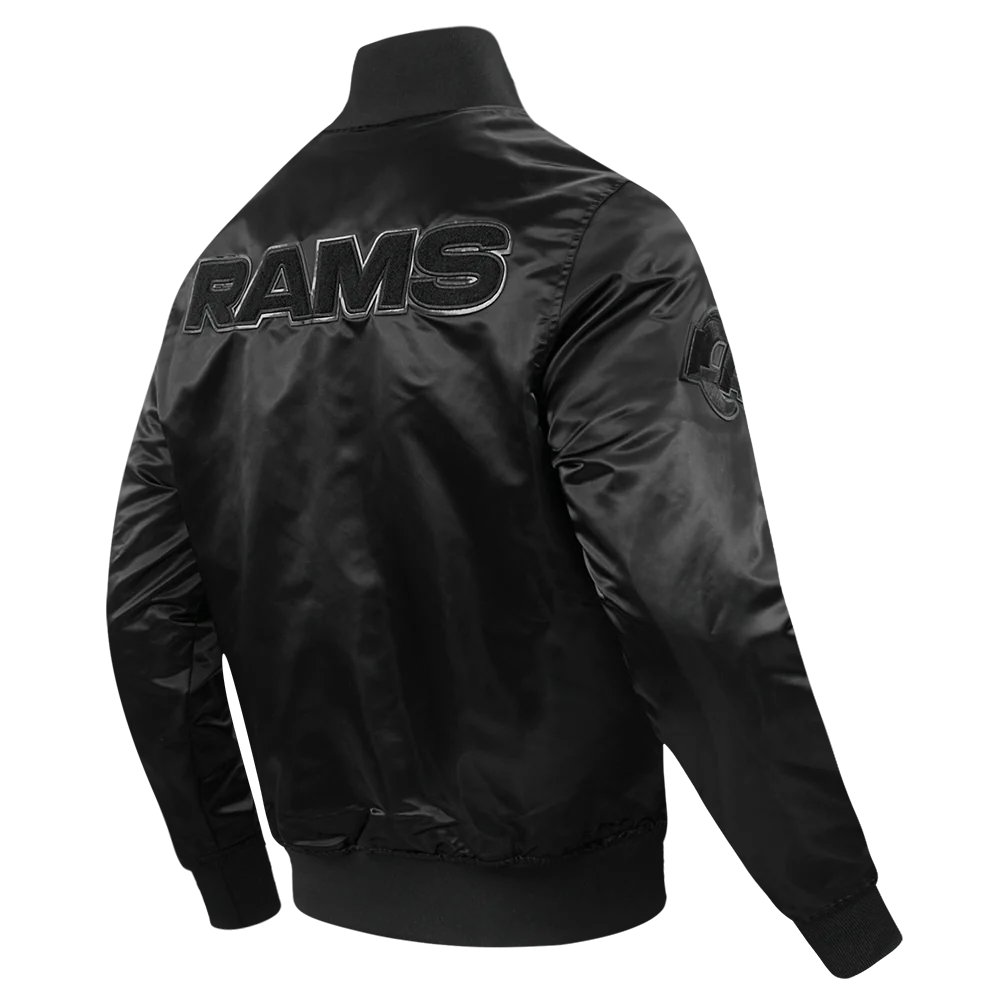NFL LOS ANGELES RAMS TRIPLE BLACK SATIN JACKET (TRIPLE BLACK) - Image 12