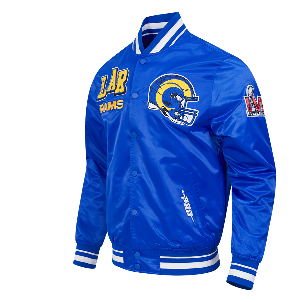 NFL LOS ANGELES RAMS MASHUP MEN'S RIB SATIN JACKET (ROYAL BLUE) - Image 2