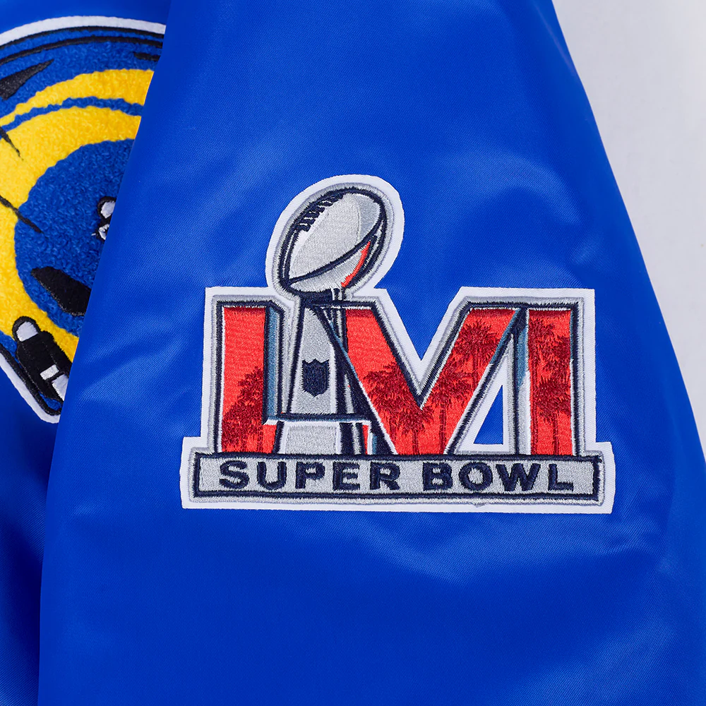 NFL LOS ANGELES RAMS MASHUP MEN'S RIB SATIN JACKET (ROYAL BLUE) - Image 7