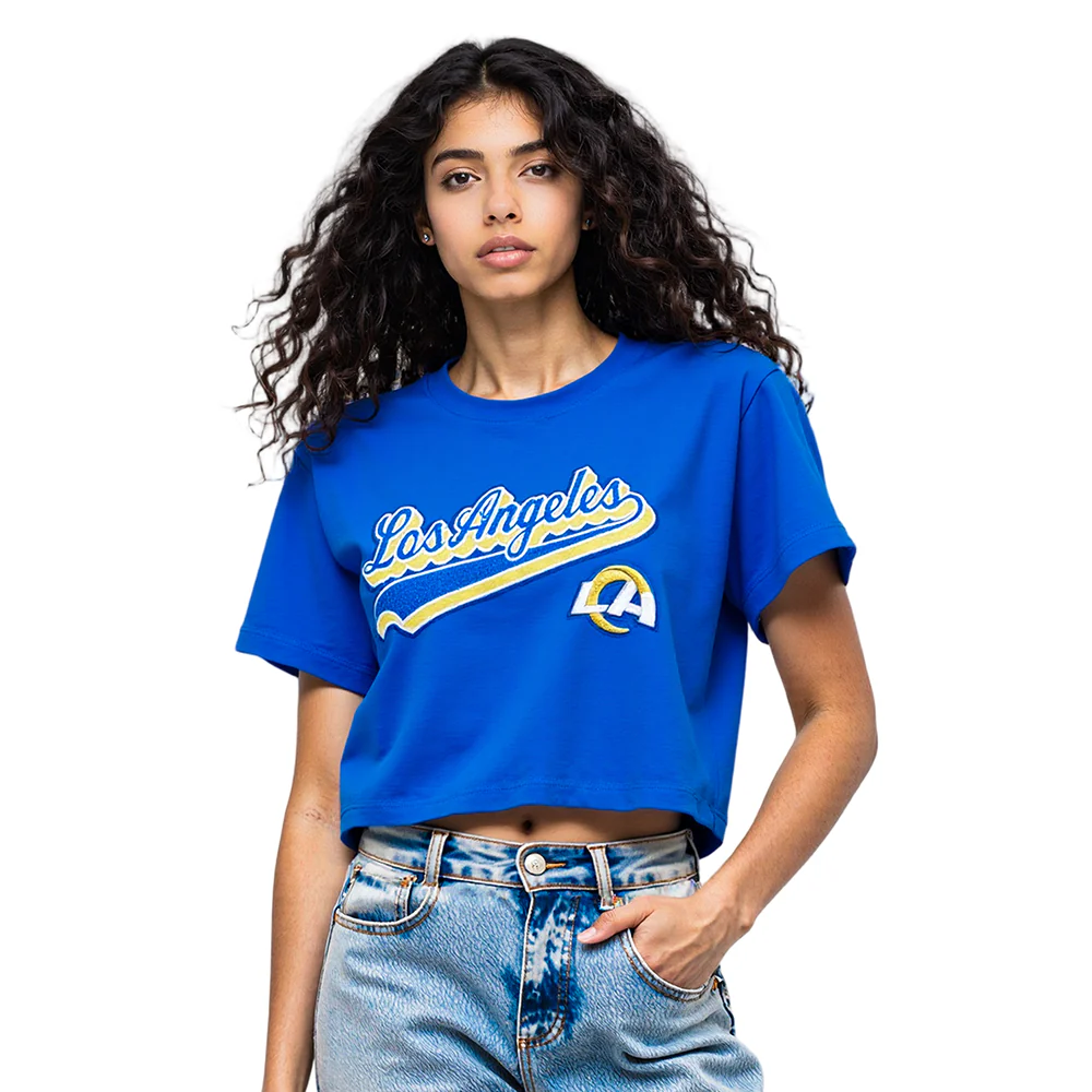 NFL LOS ANGELES RAMS SCRIPT TAIL WOMEN'S SJ BOXY TEE (ROYAL BLUE) - Image 7