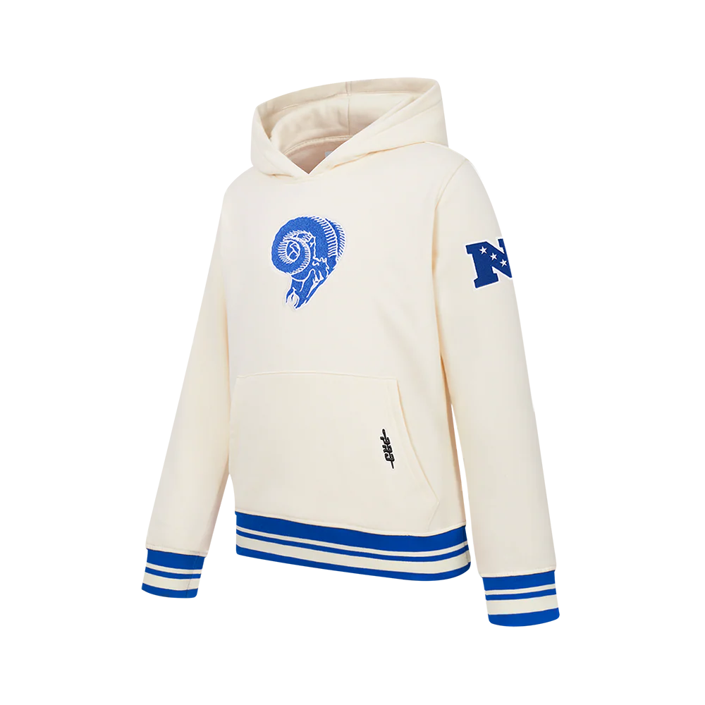 NFL LOS ANGELES RAMS RETRO CLASSICS BIG BOY'S RIB FLEECE PO HOODIE (EGGSHELL/ROYAL BLUE) - Image 3