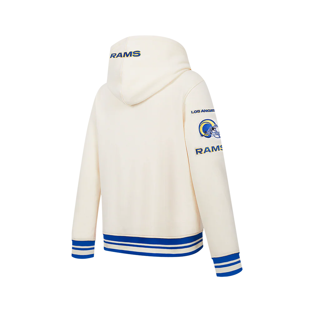 NFL LOS ANGELES RAMS RETRO CLASSICS BIG BOY'S RIB FLEECE PO HOODIE (EGGSHELL/ROYAL BLUE) - Image 4