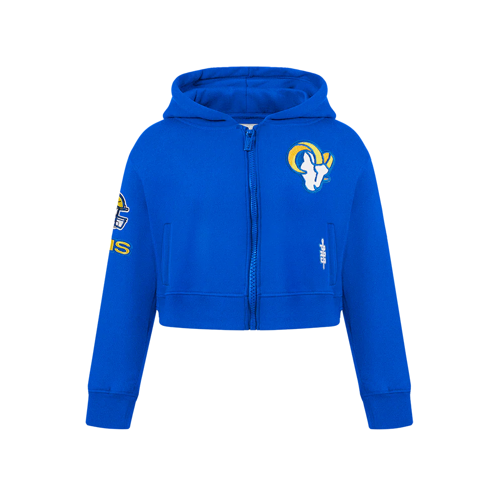 NFL LOS ANGELES RAMS CLASSIC BIG GIRLS FLEECE FULL ZIP HOODIE (ROYAL BLUE)