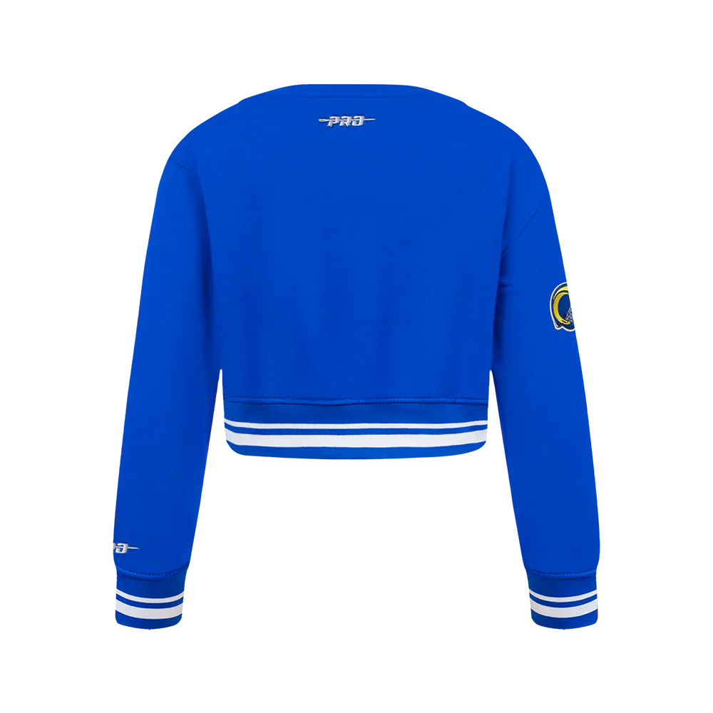 NFL LOS ANGELES RAMS RETRO CLASSIC BIG GIRLS RIB FLEECE CREWNECK (ROYAL BLUE) - Image 3