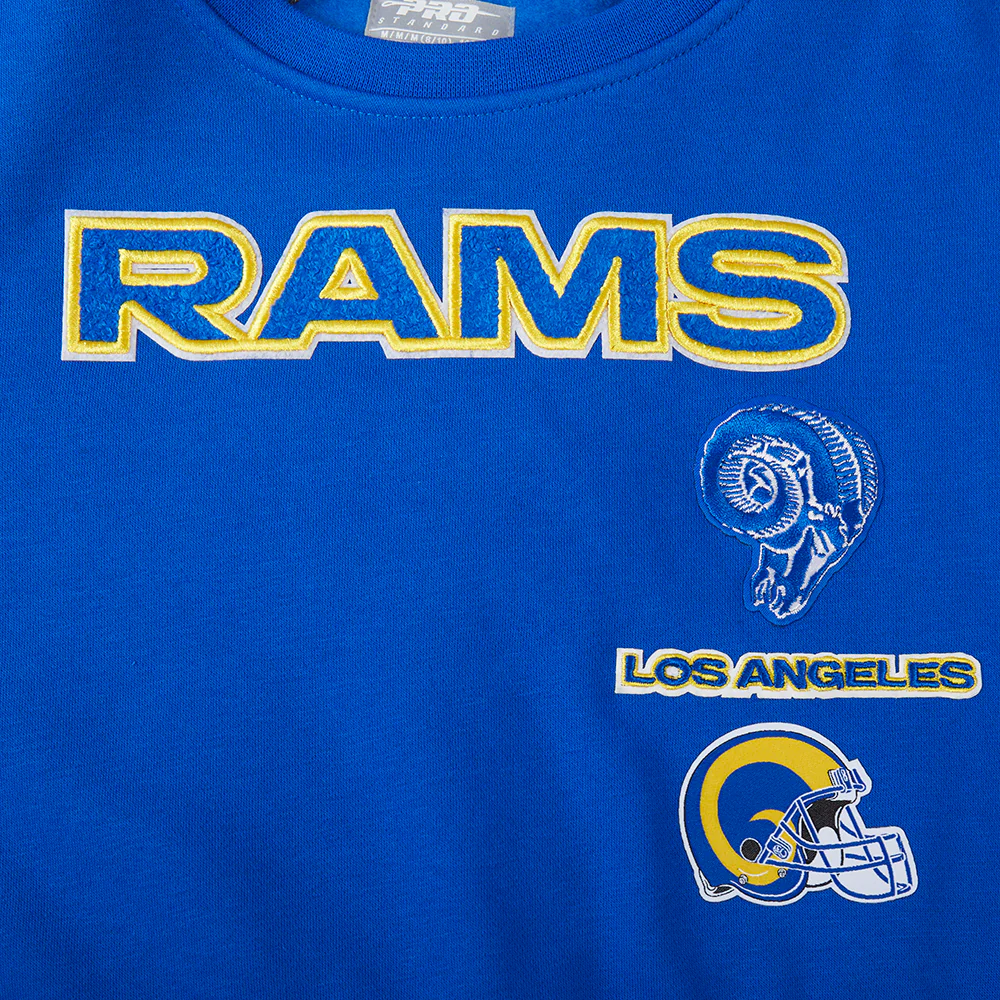 NFL LOS ANGELES RAMS RETRO CLASSIC BIG GIRLS RIB FLEECE CREWNECK (ROYAL BLUE) - Image 5