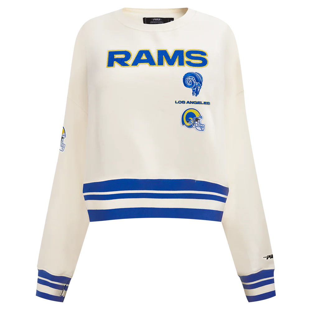 NFL LOS ANGELES RAMS RETRO CLASSIC WOMEN'S CREWNECK (EGGSHELL/ROYAL BLUE)