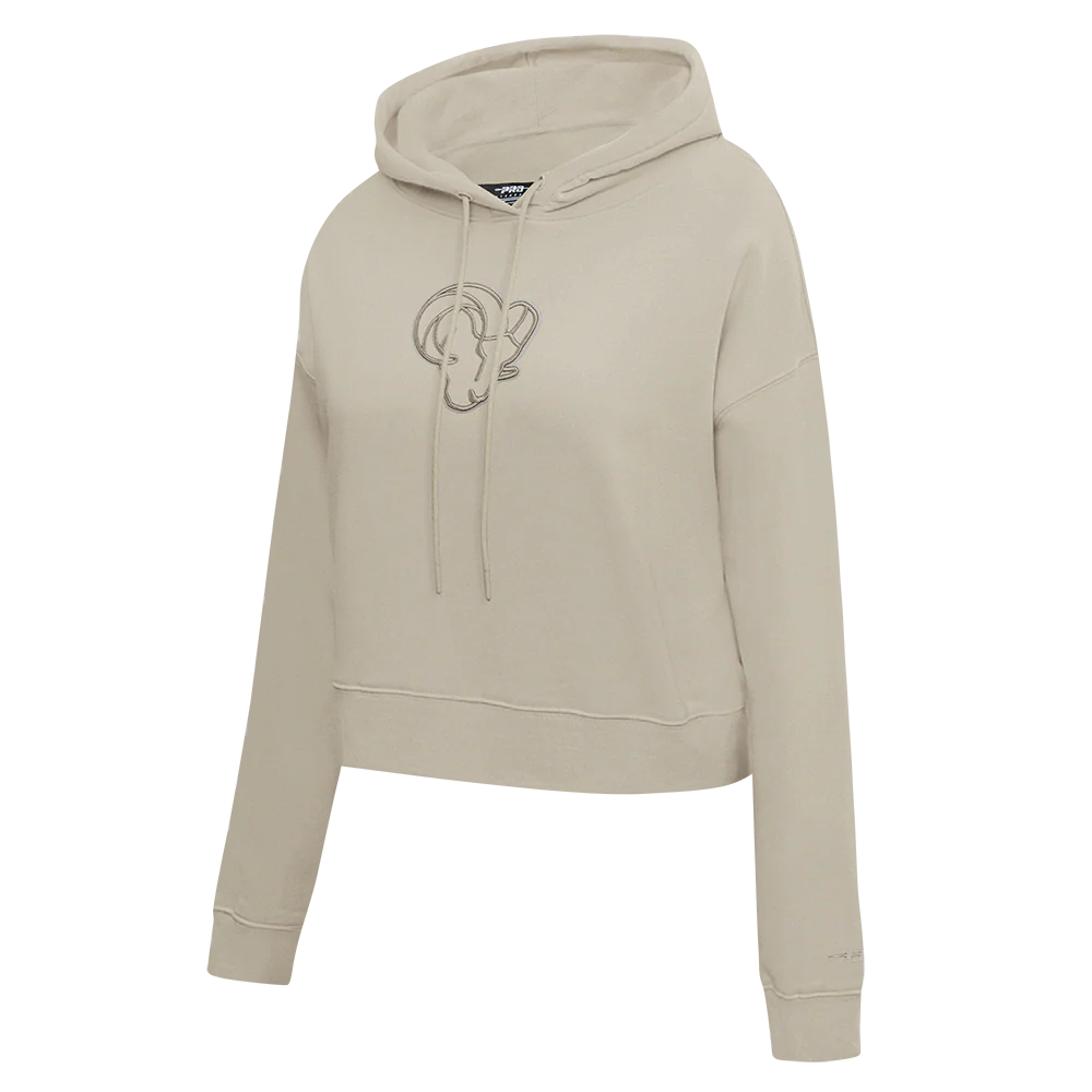 NFL LOS ANGELES RAMS NEUTRAL WOMEN'S CROPPED FLC PO HOODIE (TAUPE) - Image 3