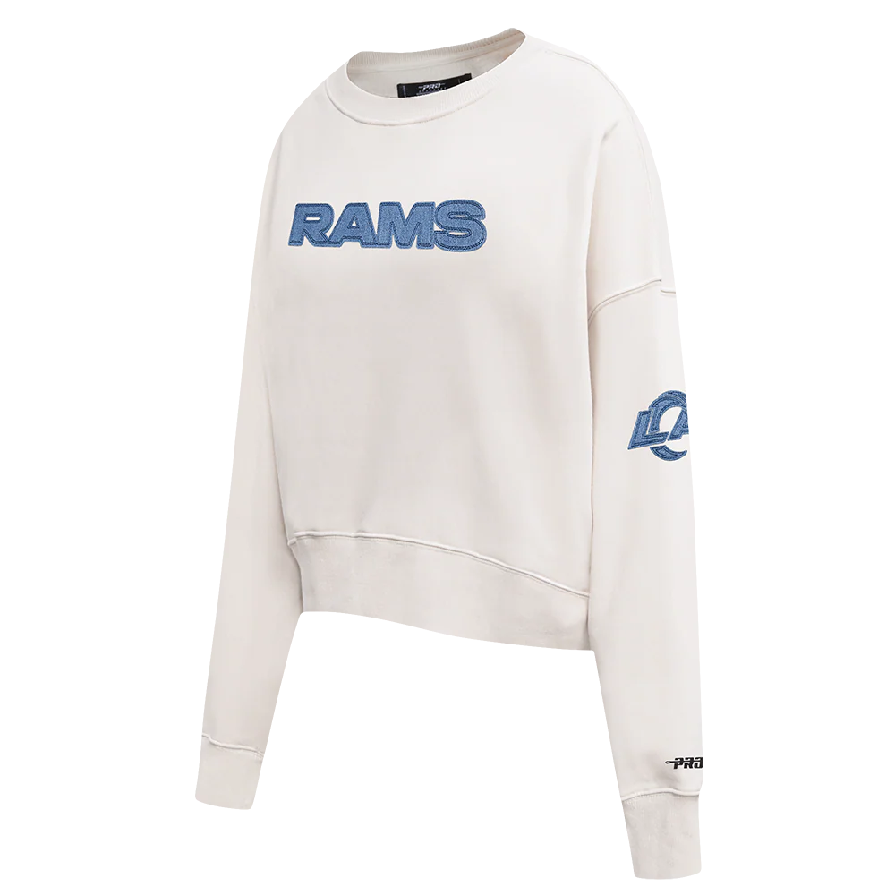 NFL LOS ANGELES RAMS VARSITY BLUES WOMEN'S FLC CREWNECK (LINEN) - Image 3