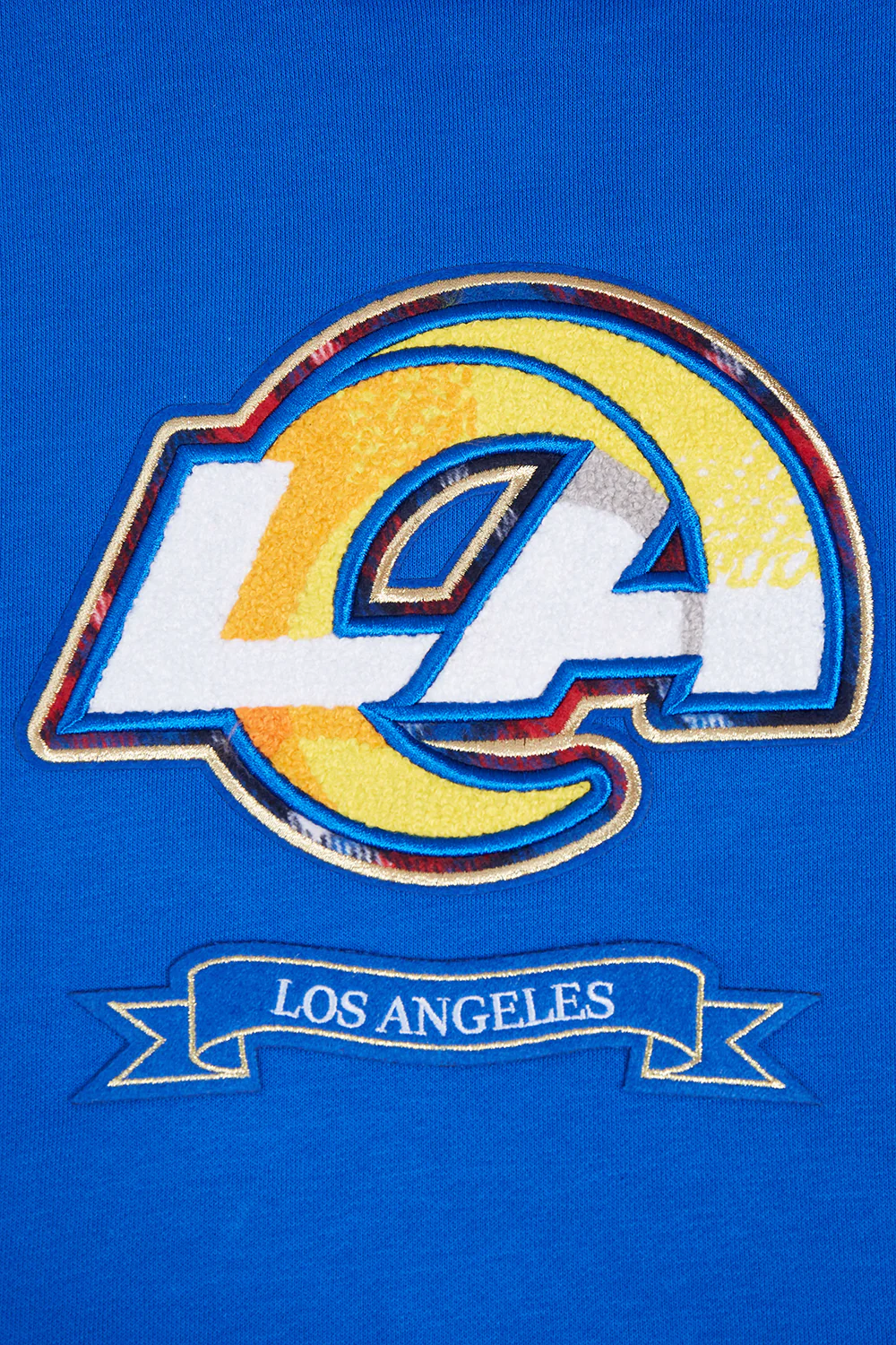 NFL LOS ANGELES RAMS PRO PREP RIB FLEECE WOMEN'S CROPPED PULLOVER HOODIE (ROYAL BLUE/RED) - Image 5