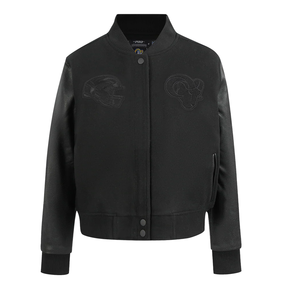 NFL LOS ANGELES RAMS TRIPLE BLACK WOMEN'S WOOL VARSITY JACKET (TRIPLE BLACK)