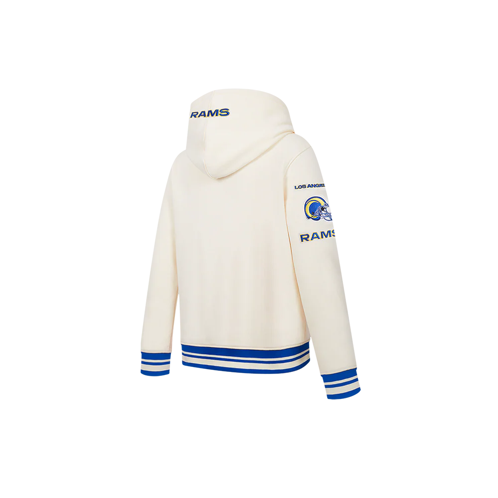 NFL LOS ANGELES RAMS RETRO CLASSIC LITTLE BOYS RIB FLEECE PULLOVER HOODIE (EGGSHELL/ROYAL BLUE) - Image 4