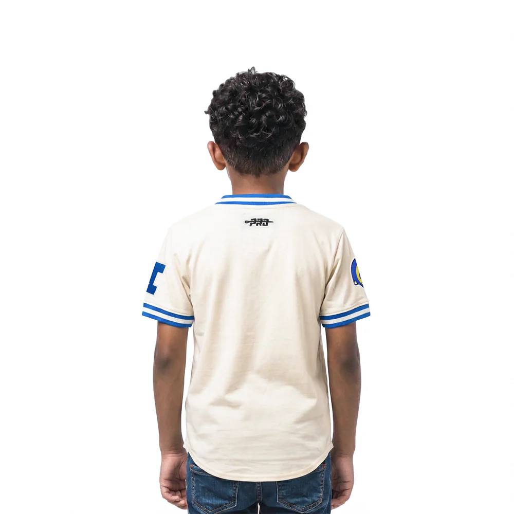 NFL LOS ANGELES RAMS RETRO CLASSIC TODDLER BOY'S SS STRIPED RIB TEE (EGGSHELL/ROYAL BLUE) - Image 2
