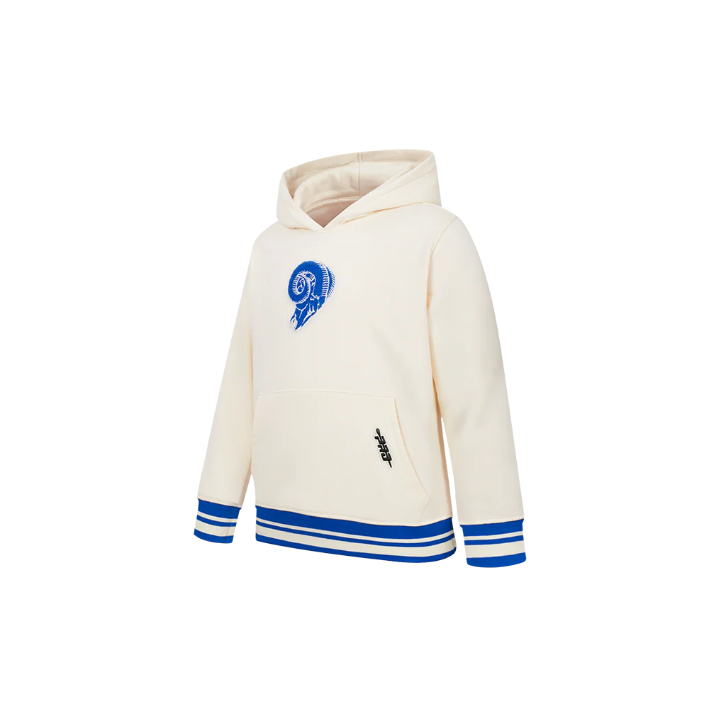 NFL LOS ANGELES RAMS RETRO CLASSICS TODDLER BOY'S RIB FLEECE PO HOODIE (EGGSHELL/ROYAL BLUE) - Image 3