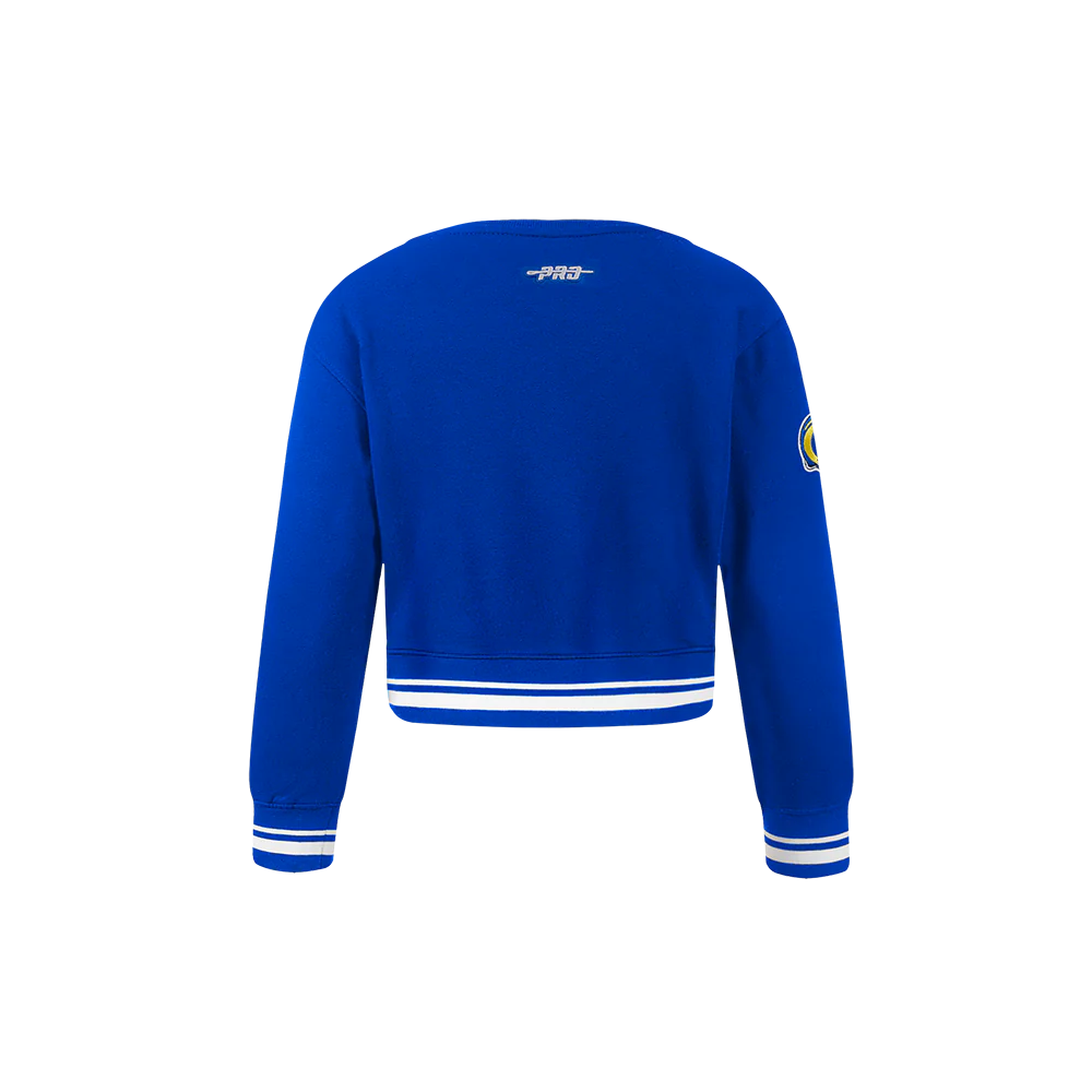 NFL LOS ANGELES RAMS RETRO CLASSIC TODDLER GIRLS RIB FLEECE CREWNECK (ROYAL BLUE) - Image 3