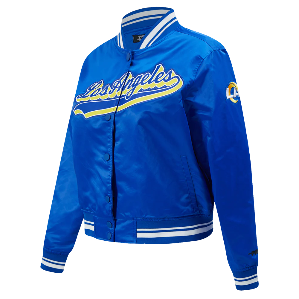 NFL LOS ANGELES RAMS SCRIPT TAIL WOMEN'S SATIN JACKET (ROYAL BLUE) - Image 12