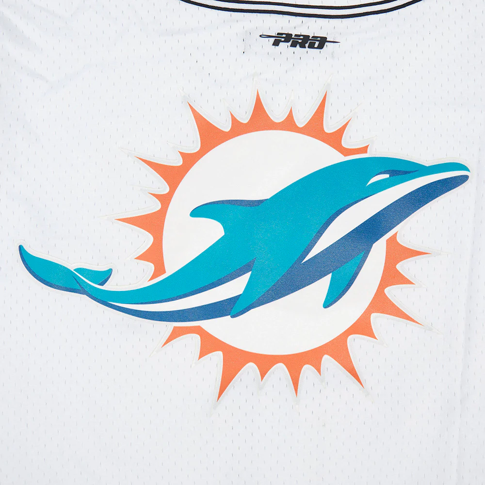 NFL MIAMI DOLPHINS SCRIPT TAIL MEN'S MESH BUTTON DOWN SHIRT (WHITE / BLACK / WHTE) - Image 7