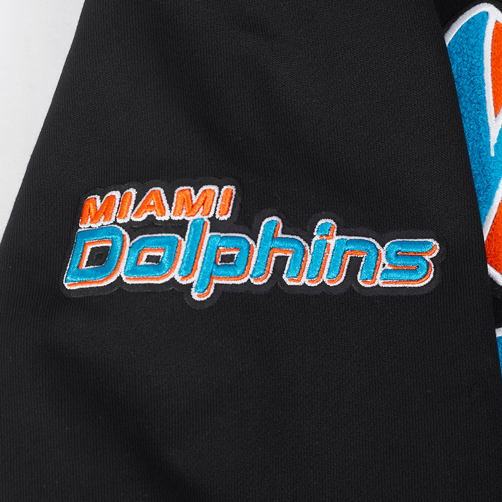 NFL MIAMI DOLPHINS SCRIPT TAIL MEN'S RIB FLC PO HOODIE (BLACK) - Image 10