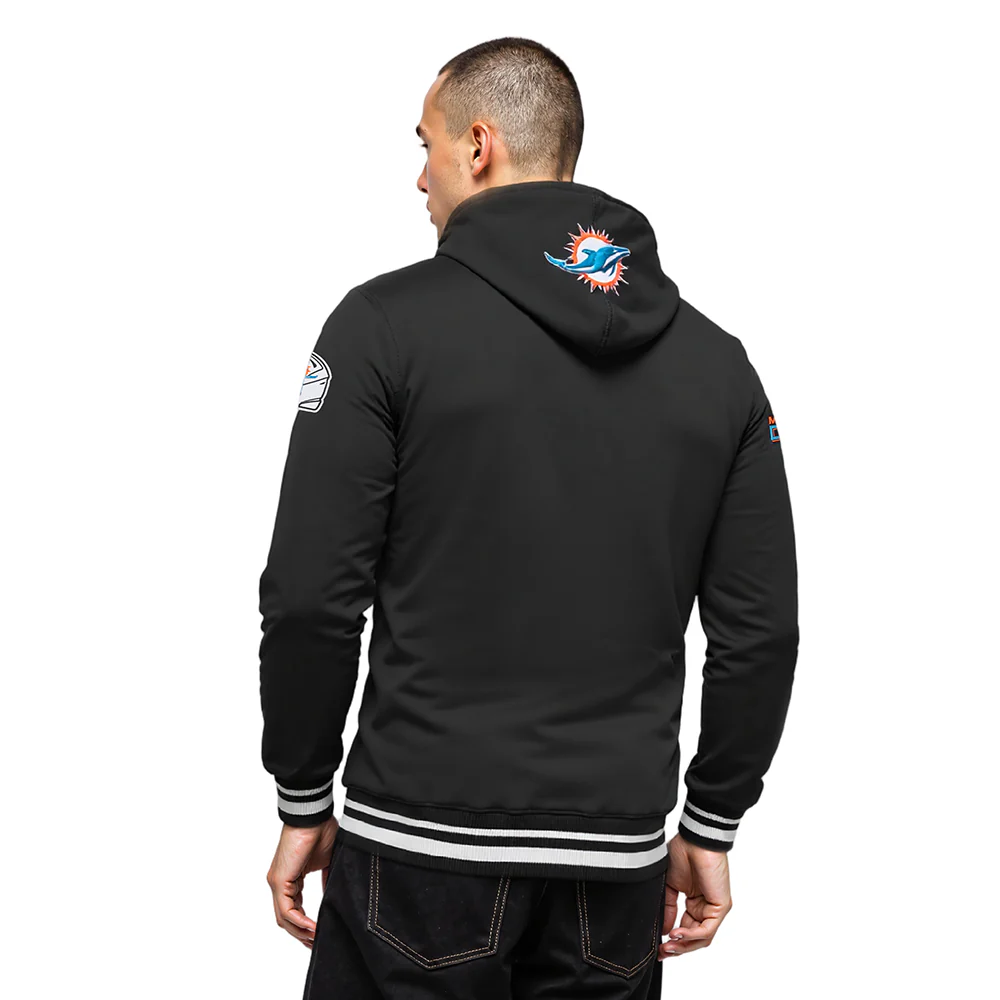 NFL MIAMI DOLPHINS SCRIPT TAIL MEN'S RIB FLC PO HOODIE (BLACK) - Image 2