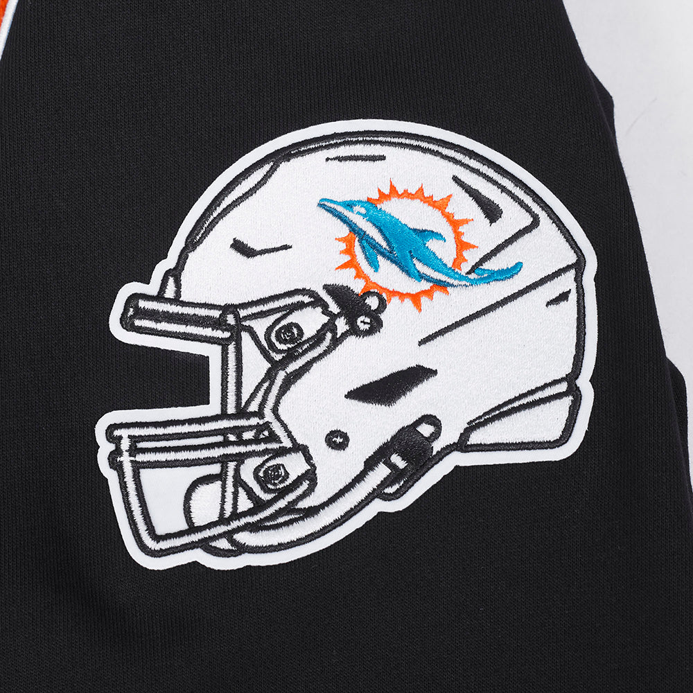 NFL MIAMI DOLPHINS SCRIPT TAIL MEN'S RIB FLC PO HOODIE (BLACK) - Image 9