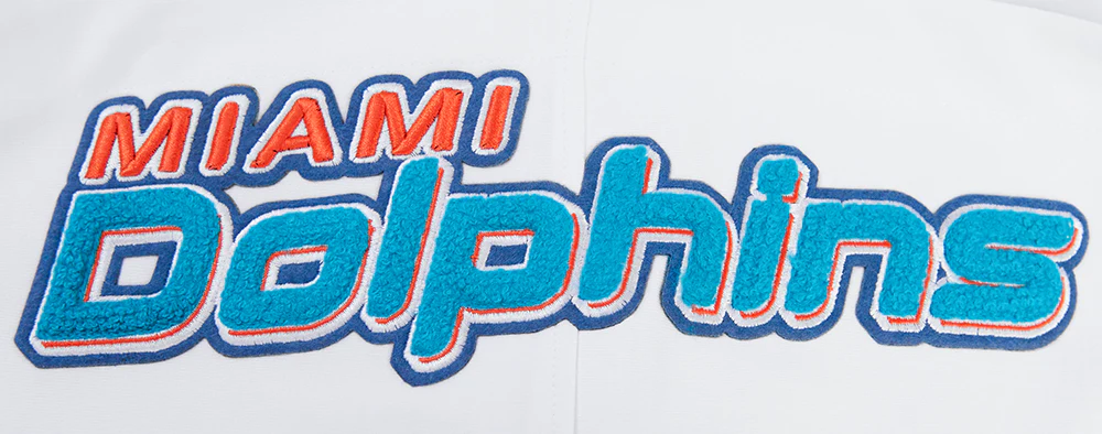 NFL MIAMI DOLPHINS CLASSIC CHENILLE MEN'S DOUBLE KNIT PULLOVER HOODIE (WHITE) - Image 5